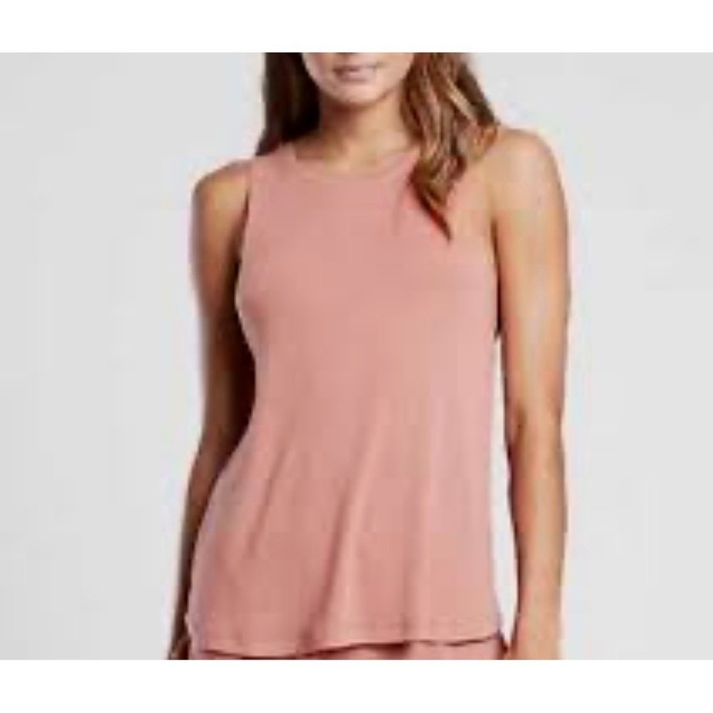 Athleta Womens Palermo Pink Well Rested Rib Sleep Tank Top Med Loungewear